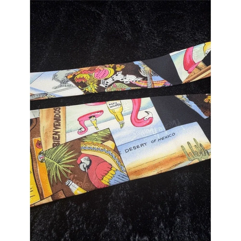 Vintage 1993 Nicole Miller Cinco de Mayo Corona Pacifico Silk Novelty Tie